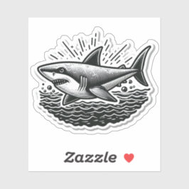 Shark Drawing: Deep Water Sticker #7 シール