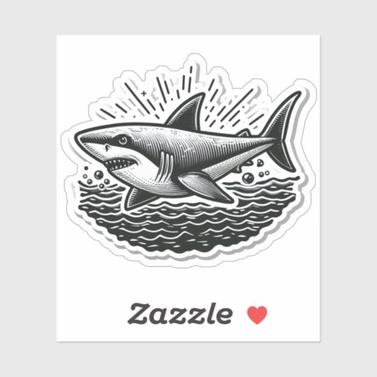 Shark Drawing: Deep Water Sticker #7 シール (シート)