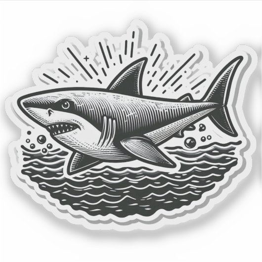 Shark Drawing: Deep Water Sticker #7 シール (正面)