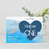 Shark First Birthday Partyへの招待 招待状 (スタンド正面)