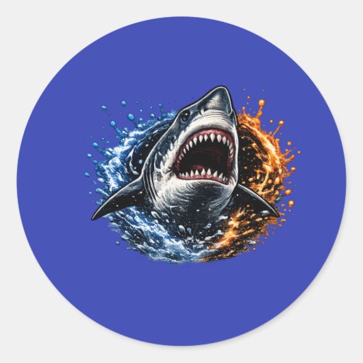 Shark Head Ocean Splash Design – Bold Marine Graph ラウンドシール (正面)