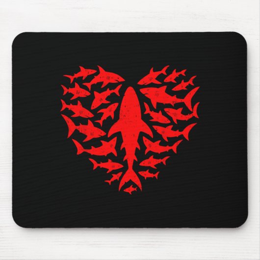 Shark Heart Ocean Funny Valentines Day Men Women K マウスパッド (正面)