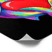 Shark Hugging Valentine Heart Color Critters Rainb ポスター (角)