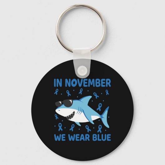 Shark In November We Wear Blue Diabetes Kid Boy To キーホルダー (正面)