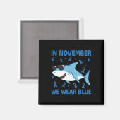 Shark In November We Wear Blue Diabetes Kid Boy To マグネット (正面/裏面)