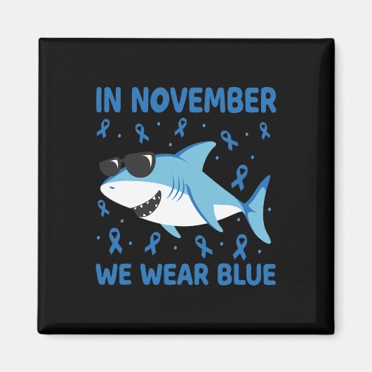 Shark In November We Wear Blue Diabetes Kid Boy To マグネット (正面)
