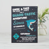 Shark Invitation for Birthday Pool Party Bite 招待状 (スタンド正面)