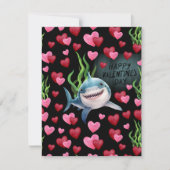 Shark Love Valentine’s Day Card in Black ノートカード (正面)