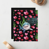 Shark Love Valentine’s Day Card in Black ノートカード (正面/裏面インサイチュ)