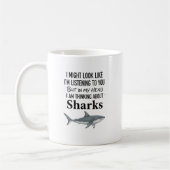 Shark Lover Funny Coffee Mug Thinking Sharks コーヒーマグカップ (左)