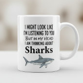 Shark Lover Funny Coffee Mug Thinking Sharks コーヒーマグカップ