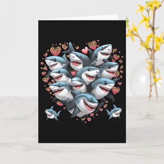 Shark Lovers Marine Divers Sharks Forming A Heart  カード (黄色い花)