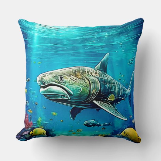 Shark Ocean Predator Art クッション (正面)