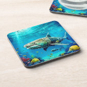Shark Ocean Predator Art コースター (左側)