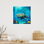 Shark Ocean Predator Art ポスター (キッチン)