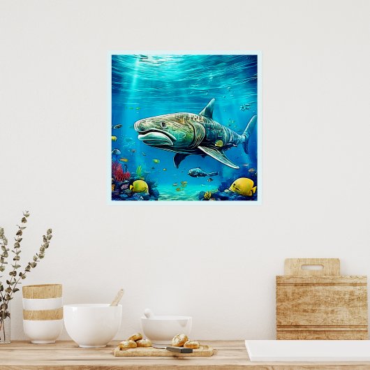 Shark Ocean Predator Art ポスター (キッチン)