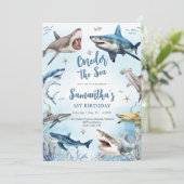 Shark Oneder The Sea 1st Birthday Invitation 招待状 (スタンド正面)