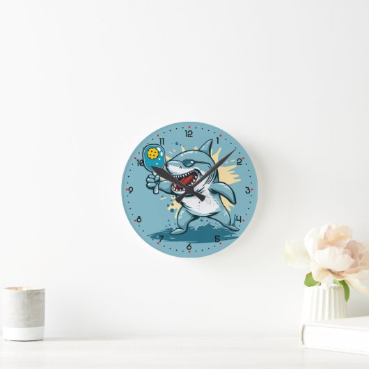 Shark Pickleball  ラウンド壁時計 (ホーム)