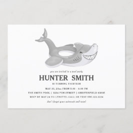 Shark Pool Float誕生日プールパーティー 招待状