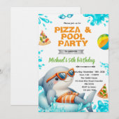Shark Pool pizza Party Birthday Invite 招待状 (正面/裏面)