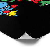 Shark Punching T-rex Dinosaur Funny Fighting Boxin ポスター (角)