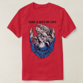 Shark Sayings Motivation Take A Bite Of Life Tシャツ (デザイン正面)