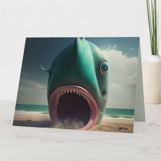 Shark sculpture on the beach カード (正面)