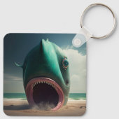 Shark sculpture on the beach キーホルダー (裏面)