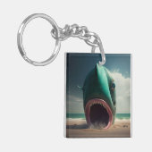 Shark sculpture on the beach キーホルダー (正面左)