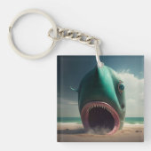 Shark sculpture on the beach キーホルダー (正面)