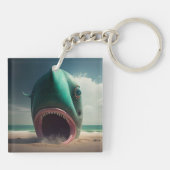 Shark sculpture on the beach キーホルダー (裏面)