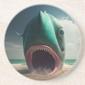 Shark sculpture on the beach コースター (正面)