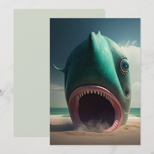 Shark sculpture on the beach シーズンカード (正面/裏面)