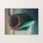 Shark sculpture on the beach ジグソーパズル (横)