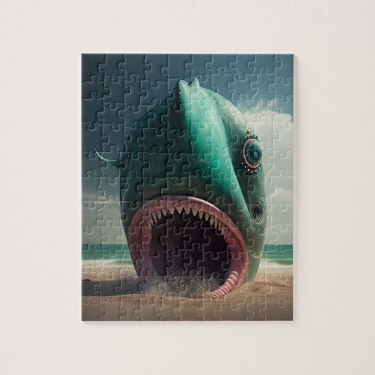 Shark sculpture on the beach ジグソーパズル (縦)