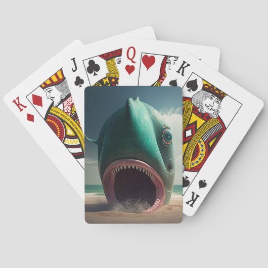 Shark sculpture on the beach トランプ (裏面)