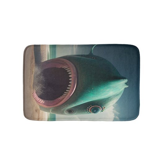 Shark sculpture on the beach バスマット (正面)