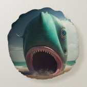Shark sculpture on the beach ラウンドクッション (裏面)