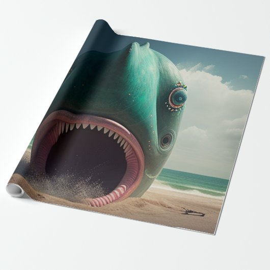 Shark sculpture on the beach ラッピングペーパー (アンロールド)