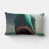 Shark sculpture on the beach ランバークッション (裏面)