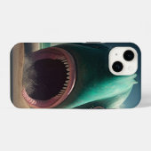Shark sculpture on the beach iPhoneケース (裏面横)