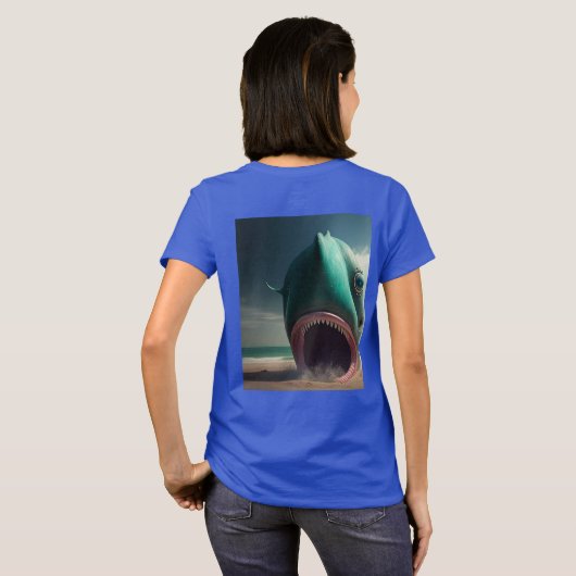 Shark sculpture on the beach tシャツ (裏面フル)