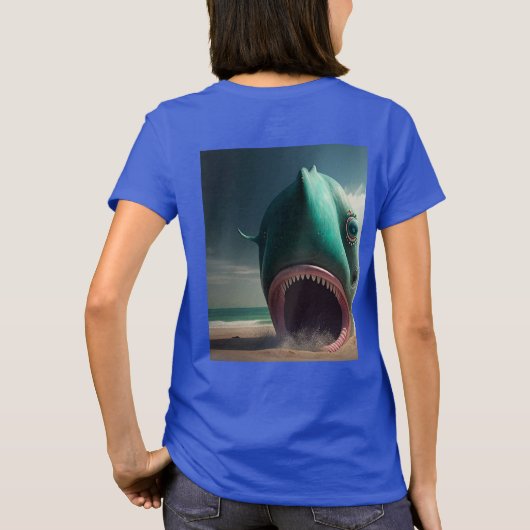 Shark sculpture on the beach tシャツ (裏面)
