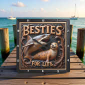 Shark Seal Dark Ocean スクエア壁時計