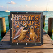 Shark Seal Love Hearts スクエア壁時計