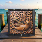 Shark Seal Playful Marine スクエア壁時計