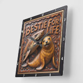 Shark Seal Textured Friendship スクエア壁時計 (傾斜)