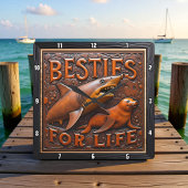 Shark Seal Unlikely Marine スクエア壁時計