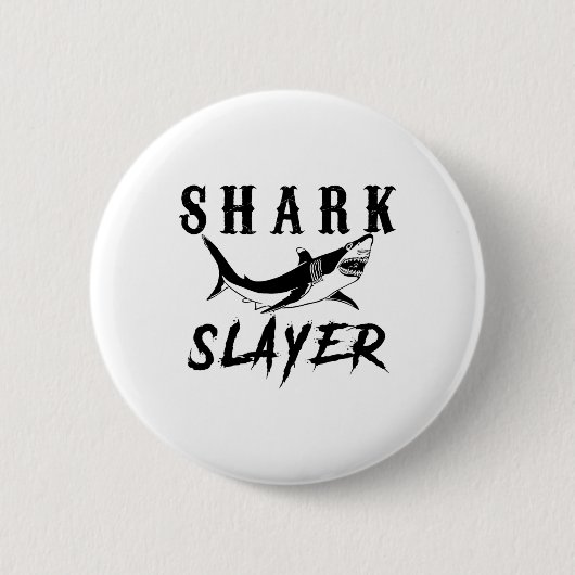Shark Slayer Shark Fishing And Salt Water Anglers  缶バッジ (正面)