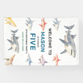 Shark Splash 5th Birthday | Cute Ocean Kids 横断幕 (横)